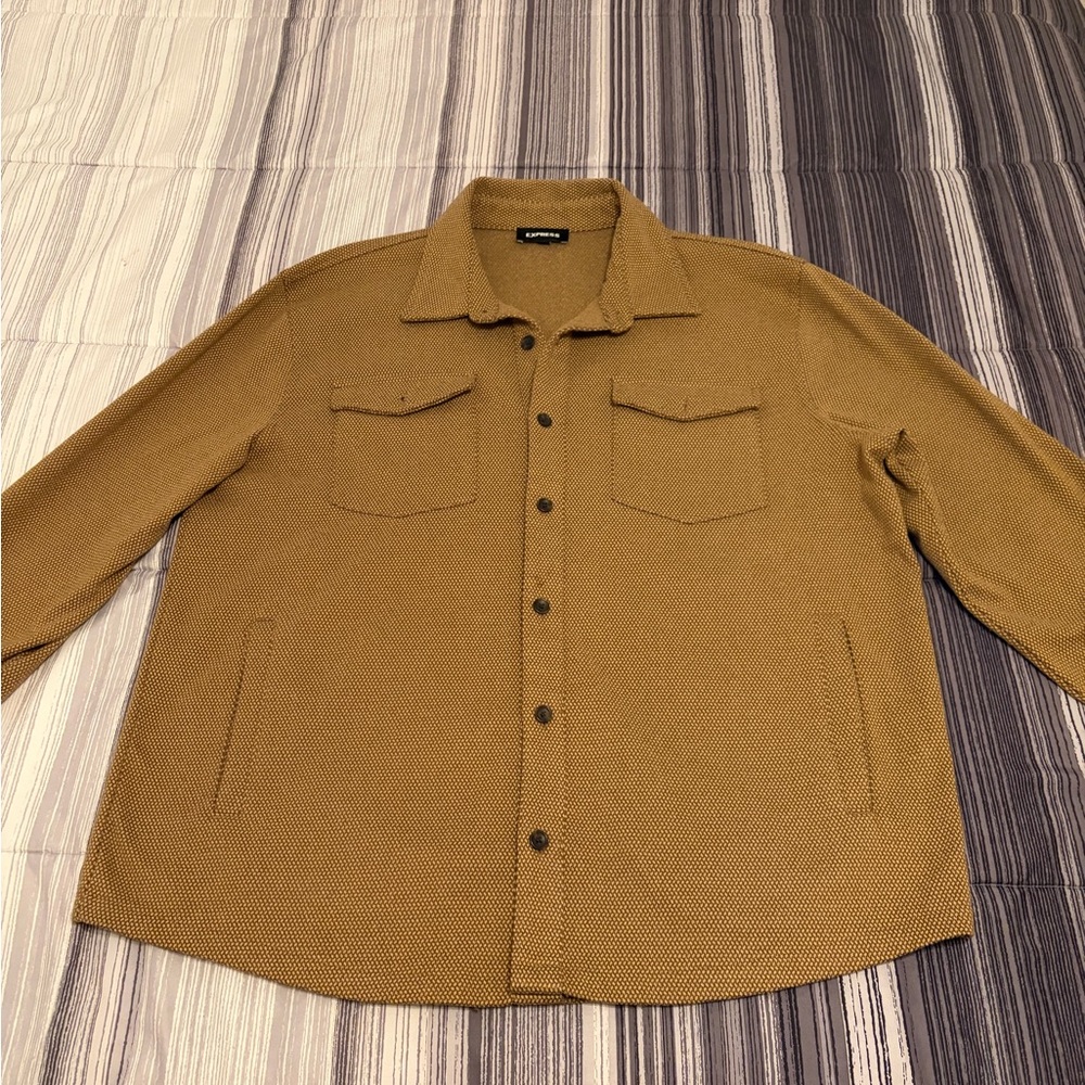 Express Men's Camel Shirt Jacket w/ Pockets